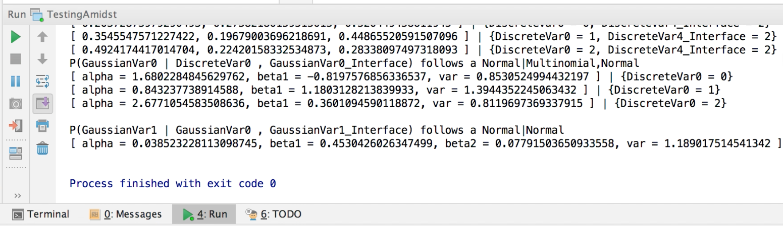 Output generated when running the example code